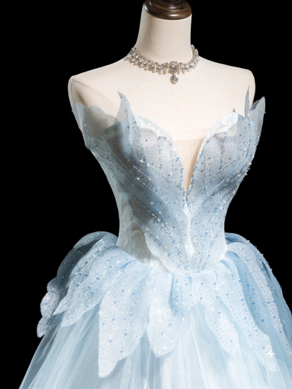 Pretty Ball Gown Sweetheart Light Sky Blue Tulle Senior Aesthetic Prom Dresses Prom Gowns Formal Outfits Graduation Dress RB1922