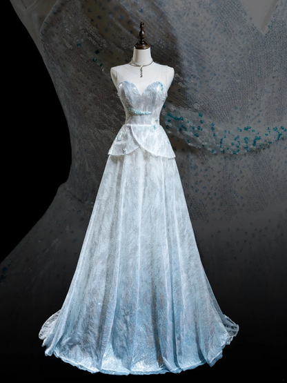 Pretty Ball Gown Sweetheart Light Sky Blue Sequin Senior Aesthetic Prom Dresses Prom Gowns Formal Outfits Graduation Dress RB1923