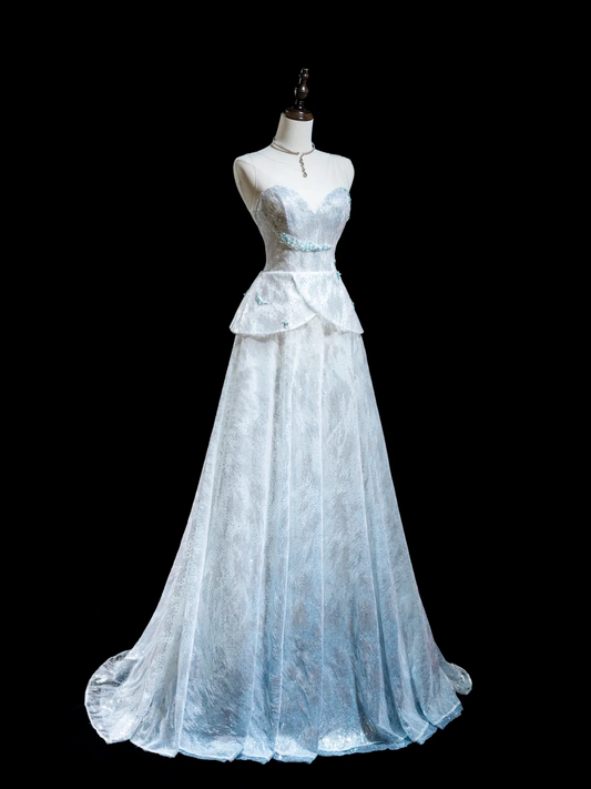 Pretty Ball Gown Sweetheart Light Sky Blue Sequin Senior Aesthetic Prom Dresses Prom Gowns Formal Outfits Graduation Dress RB1923