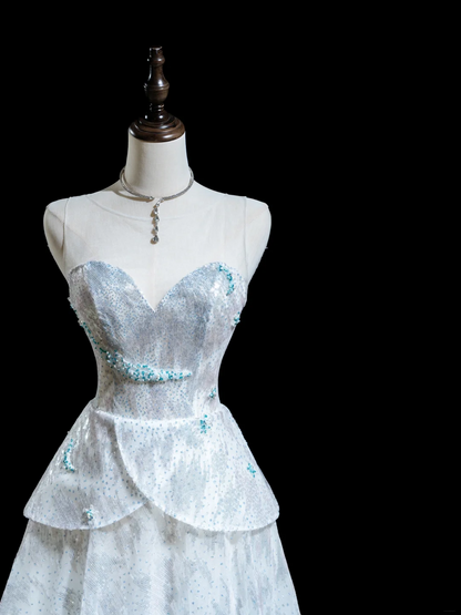 Pretty Ball Gown Sweetheart Light Sky Blue Sequin Senior Aesthetic Prom Dresses Prom Gowns Formal Outfits Graduation Dress RB1923