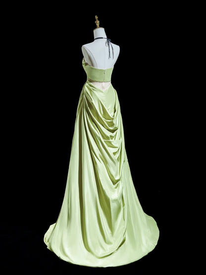 Simple Sheath Strapless Mint Green Satin Pleated Long Prom Dresses Formal Dress 18th Birthday Outfits Prom Gown RB1925