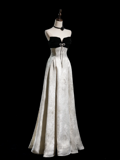Modest A line Strapless Satin Long Prom Dresses Formal Dress 18th Birthday Outfits Prom Gown RB1928