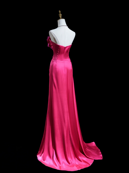Timeless Mermaid Sweetheart Hot Pink Satin Long Prom Dresses Inspiration Party Dress Prom Gowns RB1929
