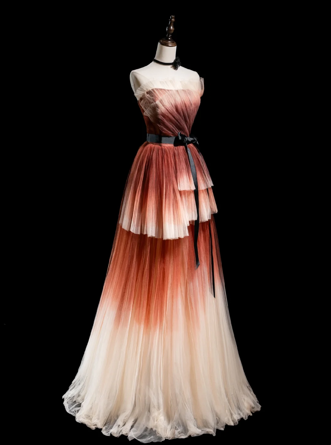 Modest A line Strapless Tulle Multi Colors Long Prom Dresses Formal Dr – RubyFashionDress