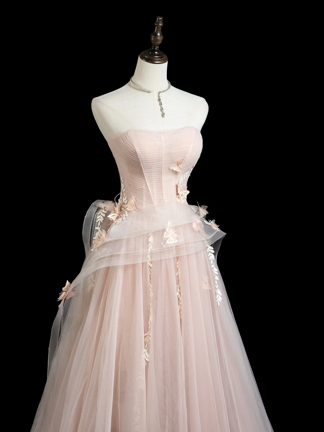 Pretty Ball Gown Strapless Blush Pink Tulle Senior Aesthetic Prom Dresses Prom Gowns Formal Outfits Graduation Dress RB1933