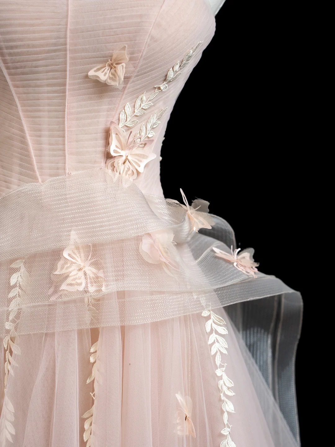 Pretty Ball Gown Strapless Blush Pink Tulle Senior Aesthetic Prom Dresses Prom Gowns Formal Outfits Graduation Dress RB1933