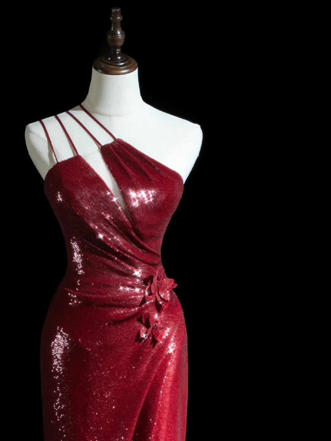 Timeless Mermaid One Shoulder Burgundy Sequin Slit Long Prom Dresses Inspiration Party Dress Prom Gowns RB1934