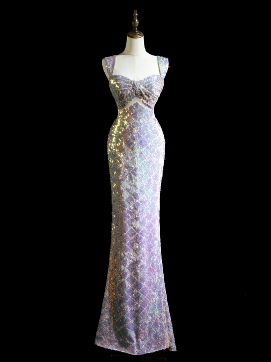 Modest Mermaid Sweetheart Sequin Lilac Long Prom Dresses Formal Dress 20th Birthday Outfits Prom Gown RB1935