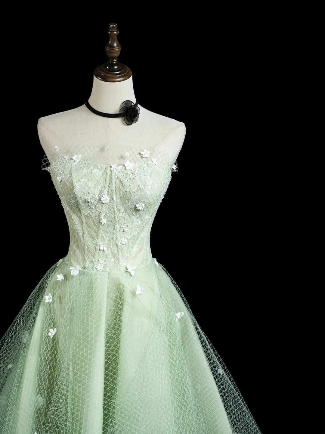 Chic Ball Gown Strapless Mint Green Tulle Senior Aesthetic Prom Dresses Prom Gowns Formal Outfits Graduation Dress RB1936