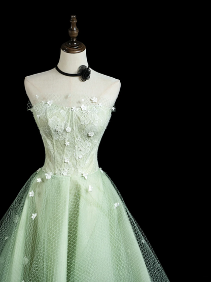 Chic Ball Gown Strapless Mint Green Tulle Senior Aesthetic Prom Dresses Prom Gowns Formal Outfits Graduation Dress RB1936