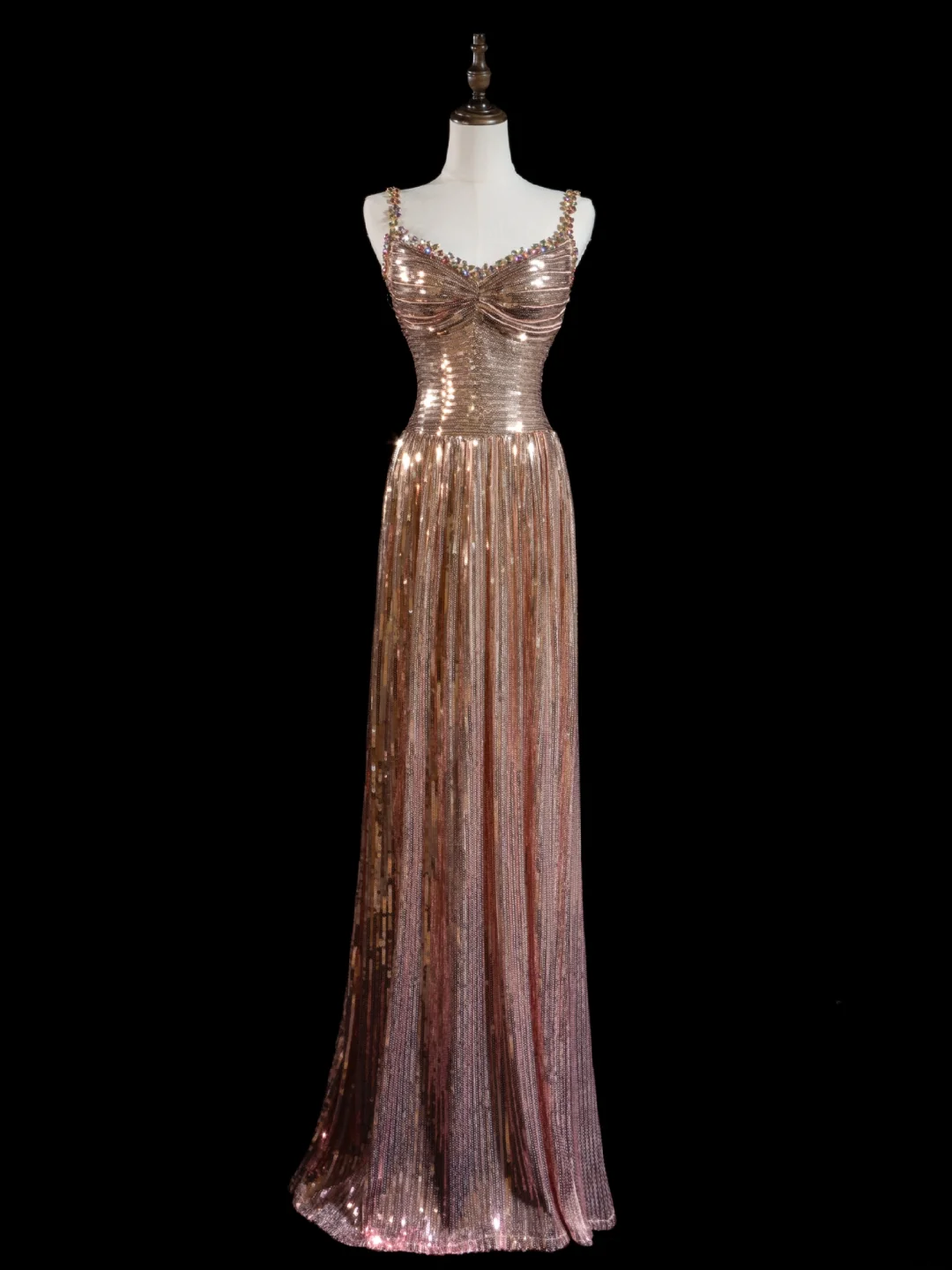 Chic A Line Sweetheart Gold Sequin Beads Senior Aesthetic Prom Dresses Prom Gowns Formal Outfits Party Dress RB1948