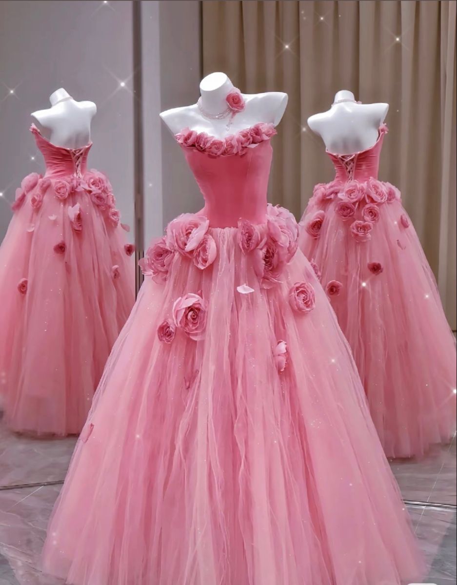 Classy Ball Gown Strapless Hot Pink Tulle Prom Dresses Formal Dress 20th Birthday Outfits Prom Gown RB1951