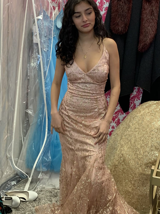 Sexy Mermaid Halter Blush Pink Sequin Prom Dresses Formal Dress 18th Birthday Outfits Prom Gown RB1976