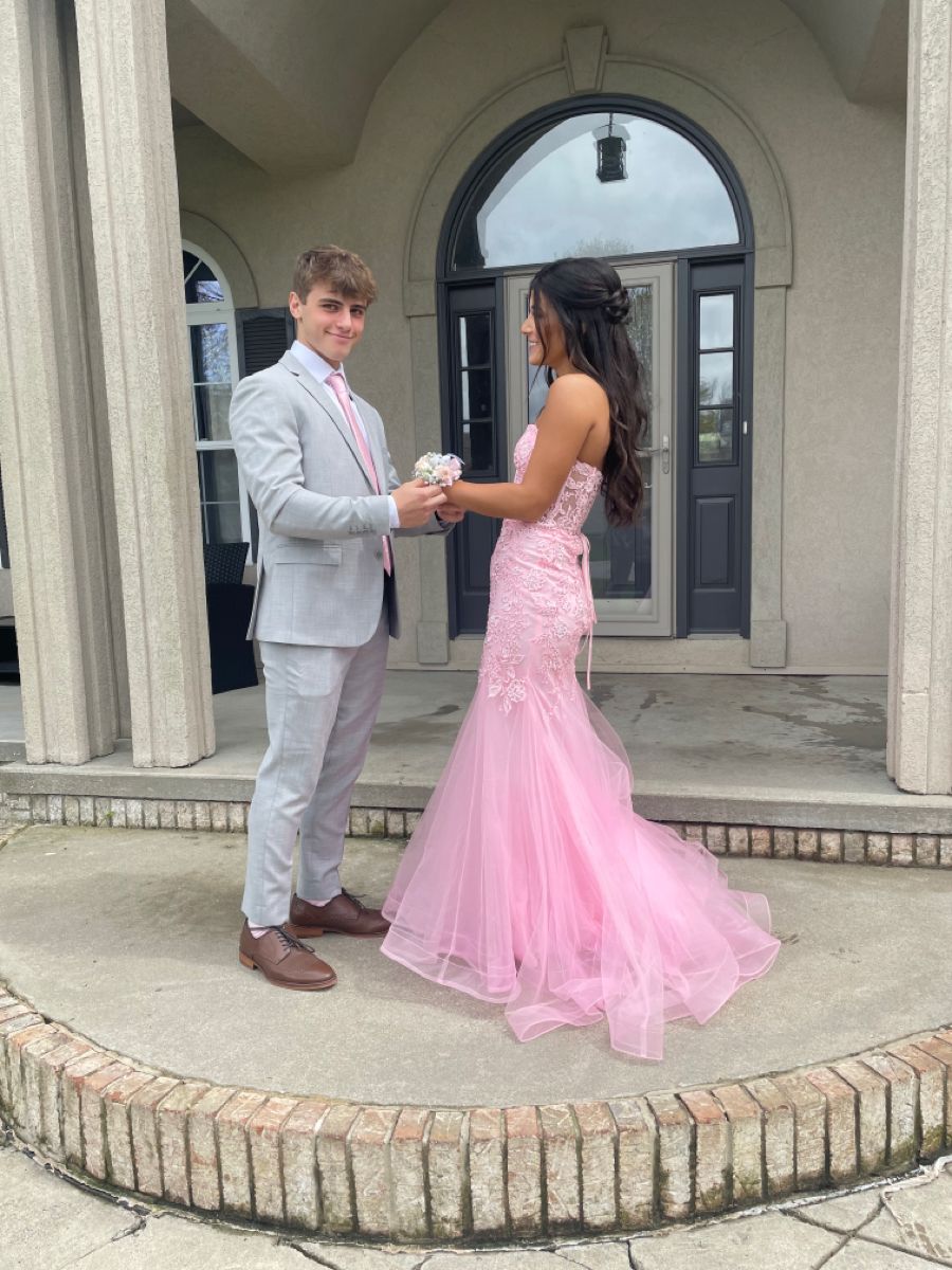 Fancy Mermaid Sweetheart Pink Lace Long Prom Dresses For Teens Formal Dress Party Outfits Prom Gown RB2013