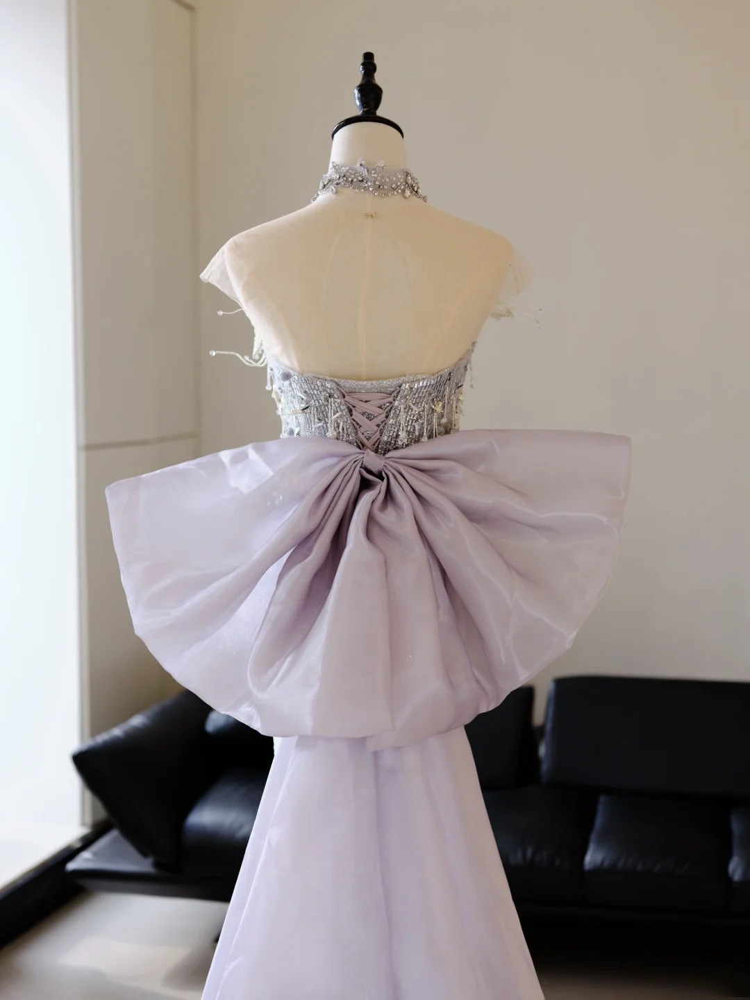 Unique Mermaid Sweetheart Lilac Sequin With Bow Long Prom Dresses For Teens Formal Dress Party Outfits Prom Gown RB2020