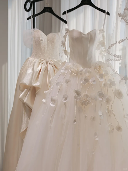 Timeless Ball Gown Spaghetti Strap Sleeveless Tulle Fitted Corset Long Wedding Dress Bride Gowns White Wedding Dresses RB2037