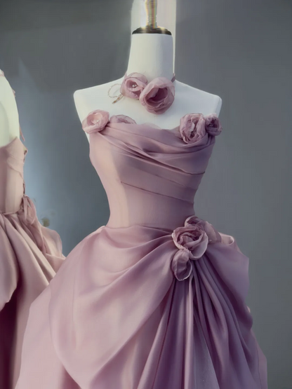 Charming Ball Gown Strapless Pink Prom Dresses Inspiration For Teens Formal Dress Party Outfits Prom Gown Ideas RB2048