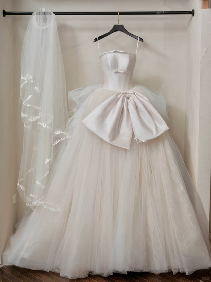 Ethereal Ball Gown Strapless Sleeveless Tulle Fitted Corset Long Wedding Dress Bride Gowns Lace Wedding Dresses RB2051