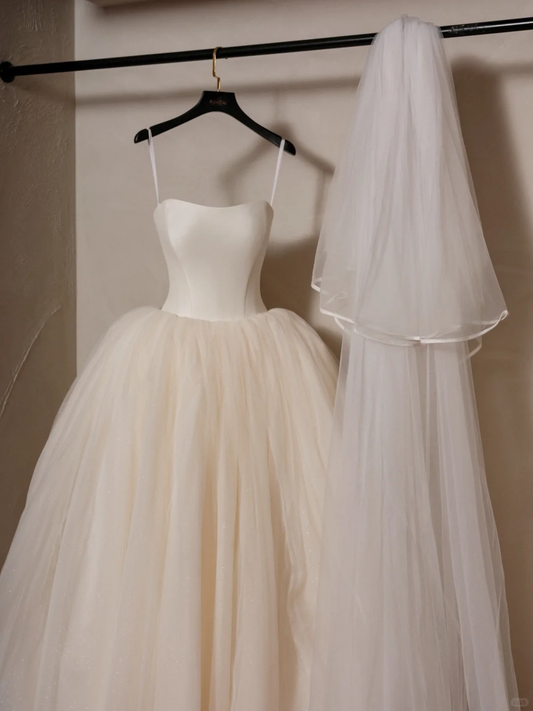 Modest Ball Gown Strapless Sleeveless White Fitted Corset Long Wedding Dress Bride Gowns Wedding Dresses RB2068