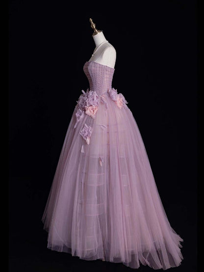 Beautiful Ball Gown Strapless Lilac Tulle Prom Dresses For Teens Formal Dress Party Outfits Prom Gown RB2080