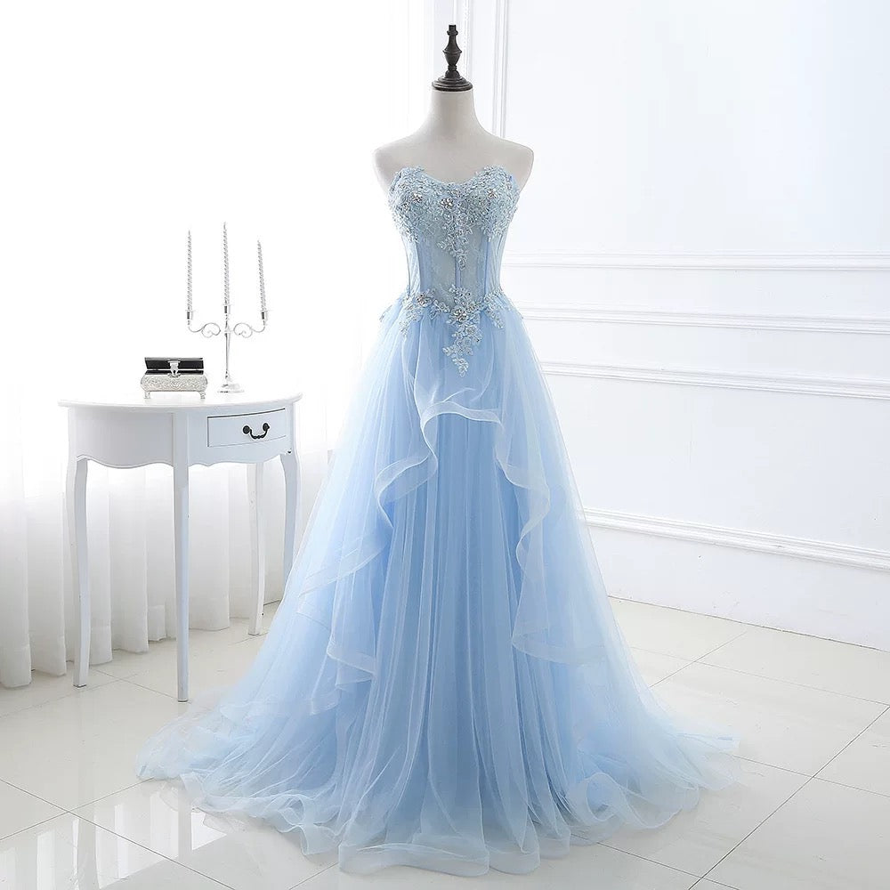 Classy Ball Gown Sweetheart Yellow Tulle Prom Dresses Inspo For Teens Formal Dress Party Outfits Prom Gowns RB2181