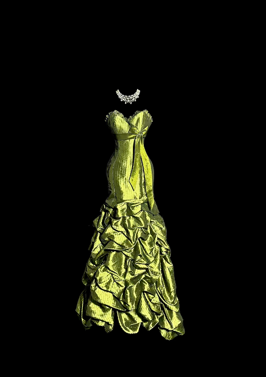 Charming Prom Dresses Mermaid Sweetheart Green Satin With Ruffled Long Evening Outfits N3424