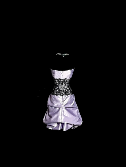 Sexy Sheath Strapless Lilac Satin Ideas For Women Short Length Birthday Dresses Homecoming Outfits N3427