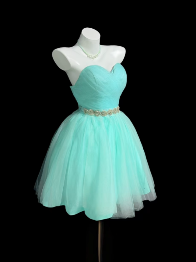 Cute Ball Gown Sweetheart Tiffany Blue Tulle Mini Senior Inspo Short Party Outfits Formal Homecoming Dresses RB3077