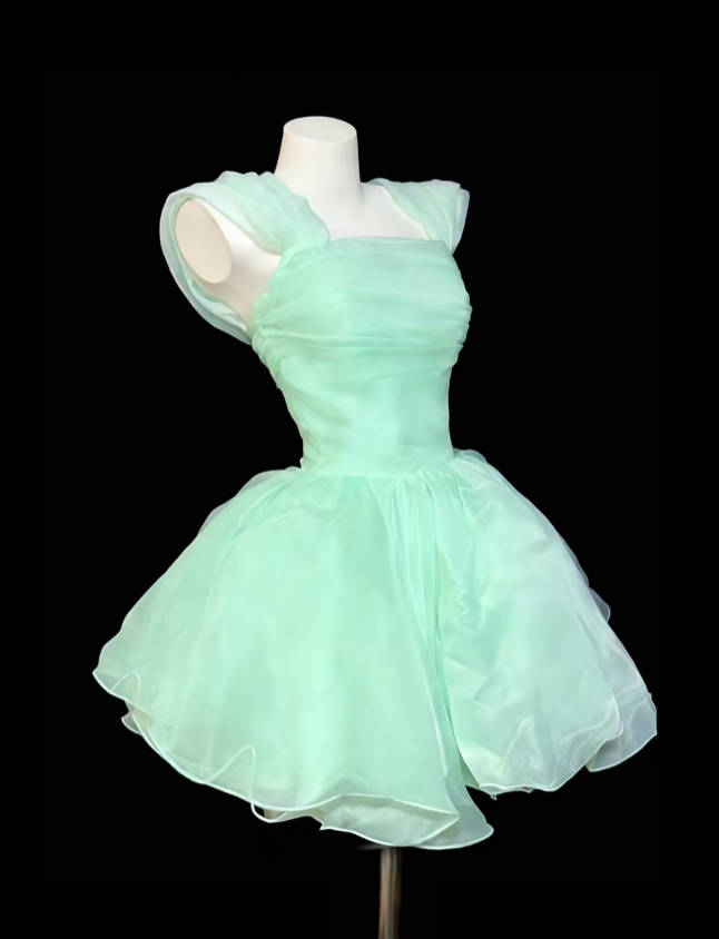 Cute Ball Gown Square Neck Mint Green Mini Senior Inspo Short Party Outfits Formal Homecoming Dresses RB3084