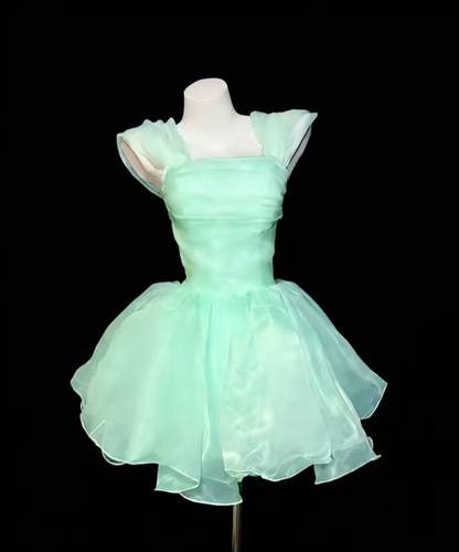 Cute Ball Gown Square Neck Mint Green Mini Senior Inspo Short Party Outfits Formal Homecoming Dresses RB3084