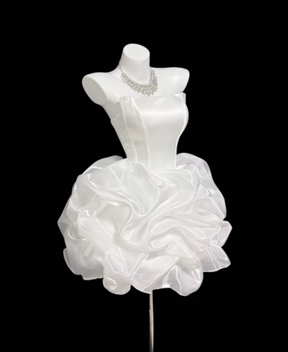 Pretty Ball Gown Strapless White For Women Girls Teens Graduation Mini Senior Inspo Short 16th Birthday Outfits Homecoming Dresses RB3086