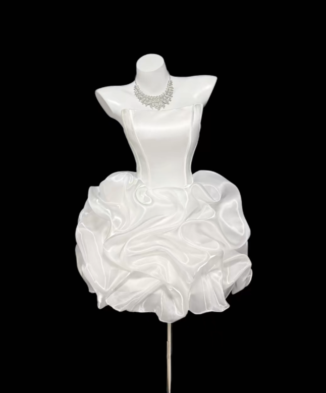 Pretty Ball Gown Strapless White For Women Girls Teens Graduation Mini Senior Inspo Short 16th Birthday Outfits Homecoming Dresses RB3086