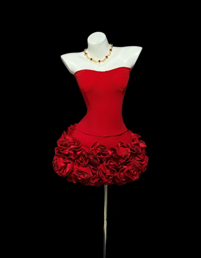 Aesthetic Sheath Tight Bodycon Strapless Red 18th Birthday Outfit Ideas For Teens Inspo Short Hoco Gown Homecoming Dresses RB3097