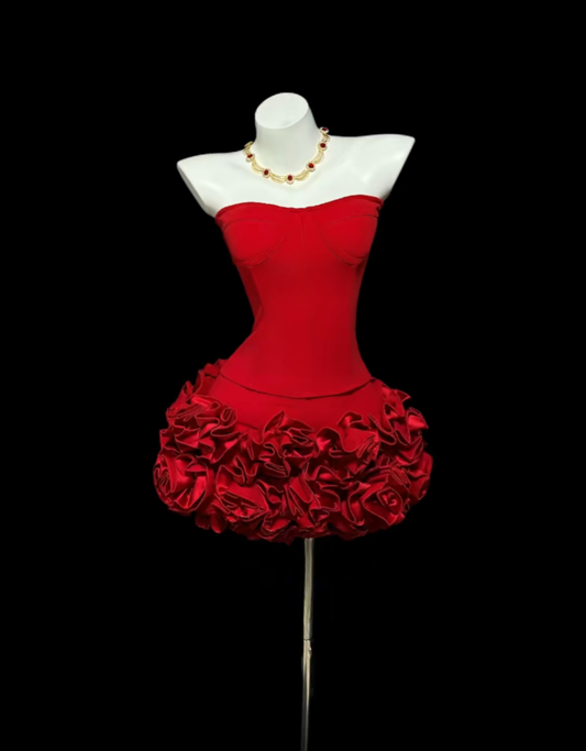 Aesthetic Sheath Tight Bodycon Strapless Red 18th Birthday Outfit Ideas For Teens Inspo Short Hoco Gown Homecoming Dresses RB3097