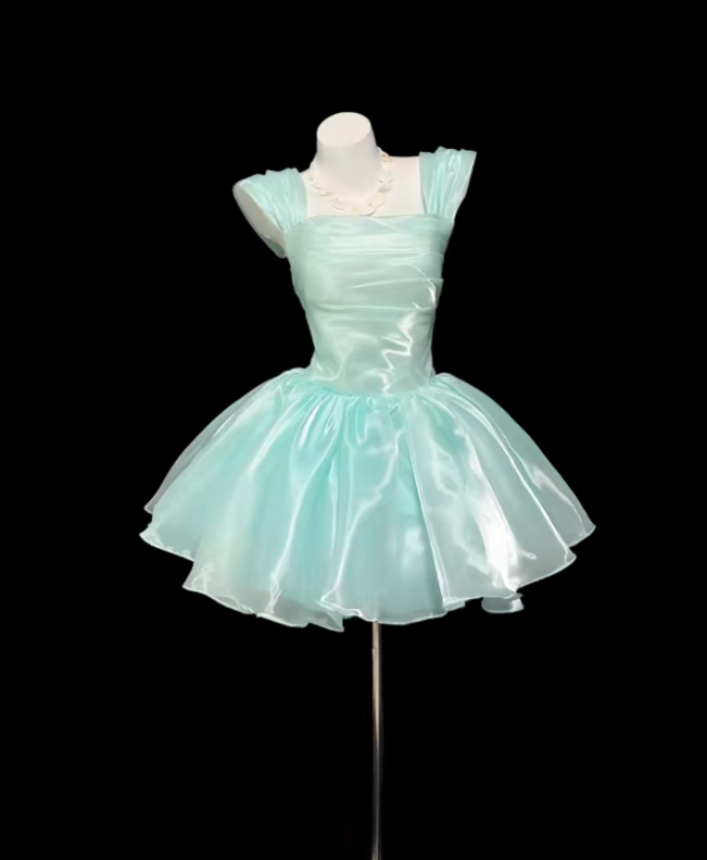 Cute Ball Gown Square Neck Tiffany Blue Mini Senior Inspo Short Birthday 17th Party Outfits Formal Homecoming Dresses RB3102