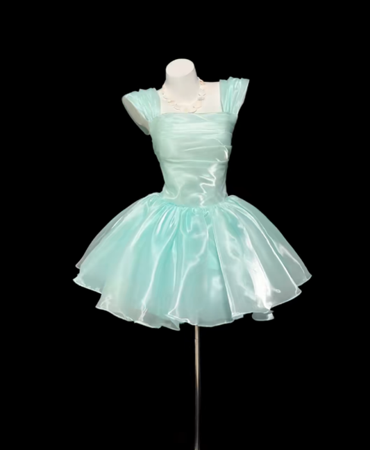 Cute Ball Gown Square Neck Tiffany Blue Mini Senior Inspo Short Birthday 17th Party Outfits Formal Homecoming Dresses RB3102