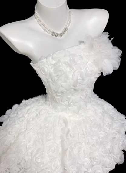 Cute Ball Gown Strapless White Mini Senior Inspo Short Birthday 17th Party Outfits Homecoming Dresses RB3129