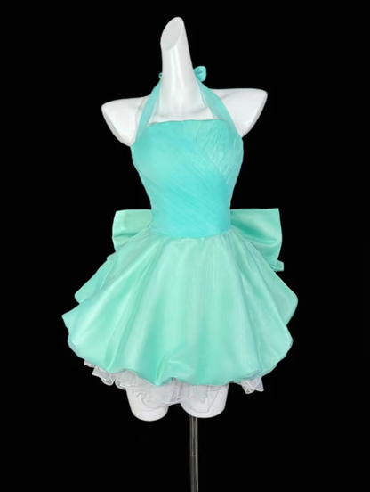 Cute Ball Gown Halter Green With Bow University Ideas Homecoming Dress Inspo Short High School Senior Hoco Court Dresses RB7000