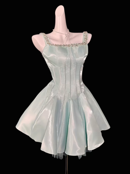 Cute Ball Gown Square Neck Light Mint Green University Ideas Homecoming Dress Inspo Short High School Senior Graduation Outfit RB7003