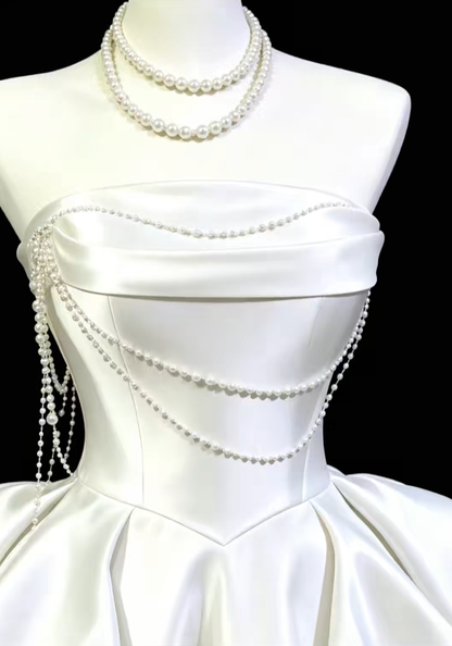 Pretty Ball Gown Strapless White Satin Mini University Ideas Homecoming Dress Inspo Short High School Senior Graduation Outfit RB7014
