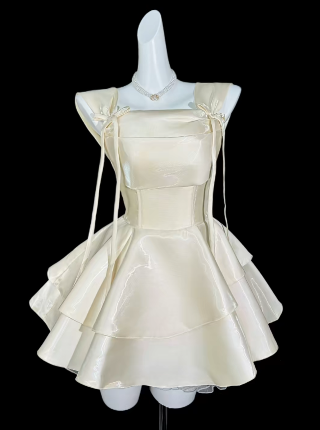 Unique Ball Gown Square Neck With Bow University Ideas Homecoming Dress Inspo Short Senior Party Cocktail Outfits RB7023
