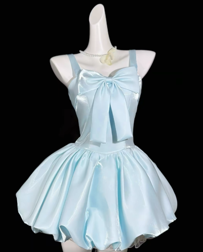 Charming Ball Gown Straps Blue Mini University Ideas Homecoming Dress Inspo Short Birthday Dresses Senior Graduation Outfits RB7059