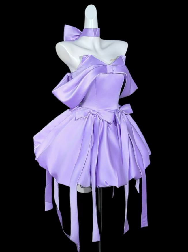 Unique Ball Gown Off The Shoulder Lilac With Bow-knot University Ideas Homecoming Dress Inspo Short Senior Party Cocktail Outfits RB7061