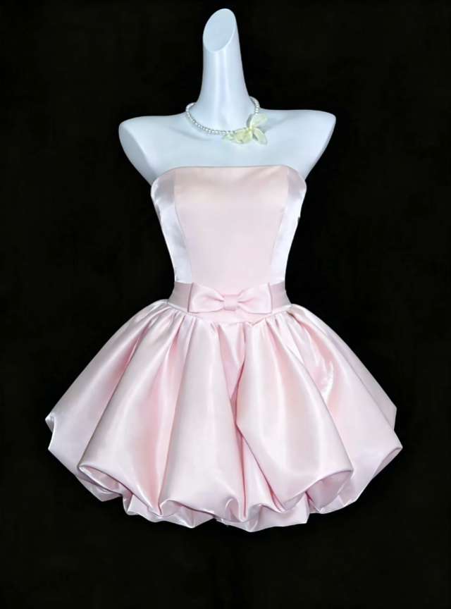 Unique Ball Gown Strapless Pink University Ideas Homecoming Dress Inspo Short Party Cocktail Outfits RB7064