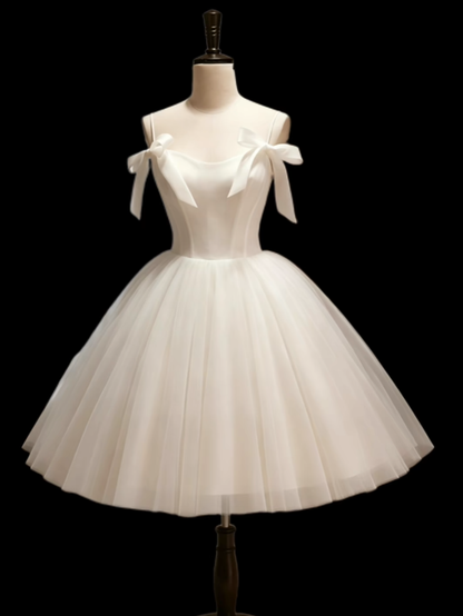Cute Ball Gown Spaghetti Strap White Tulle High School Ideas Homecoming Dress Inspo Birthday Dresses Senior Graduation Outfits RB7205