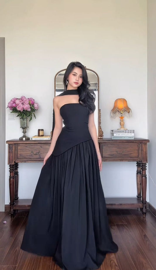 Elegant A line Strapless Black Senior Aesthetic Prom Dresses Prom Gowns Birthday Outfits Graduation Dress RB767