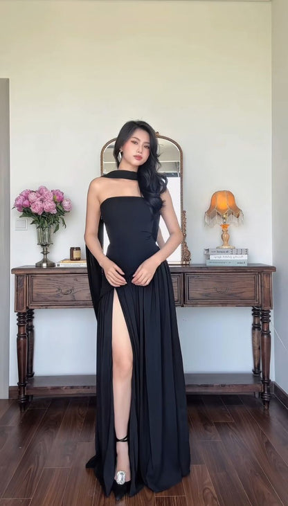 Elegant A line Strapless Black Senior Aesthetic Prom Dresses Prom Gowns Birthday Outfits Graduation Dress RB767
