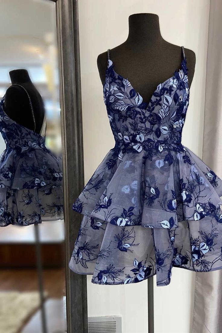 Trendy Ball Gown Spaghetti Straps Blue Tulle Short 16th Birthday Dress Homecoming Dresses Cocktail Gown RB821