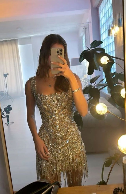 Trendy Sheath Square Sequins Short 16th Birthday Dress Homecoming Dresses Cocktail Gown RB824