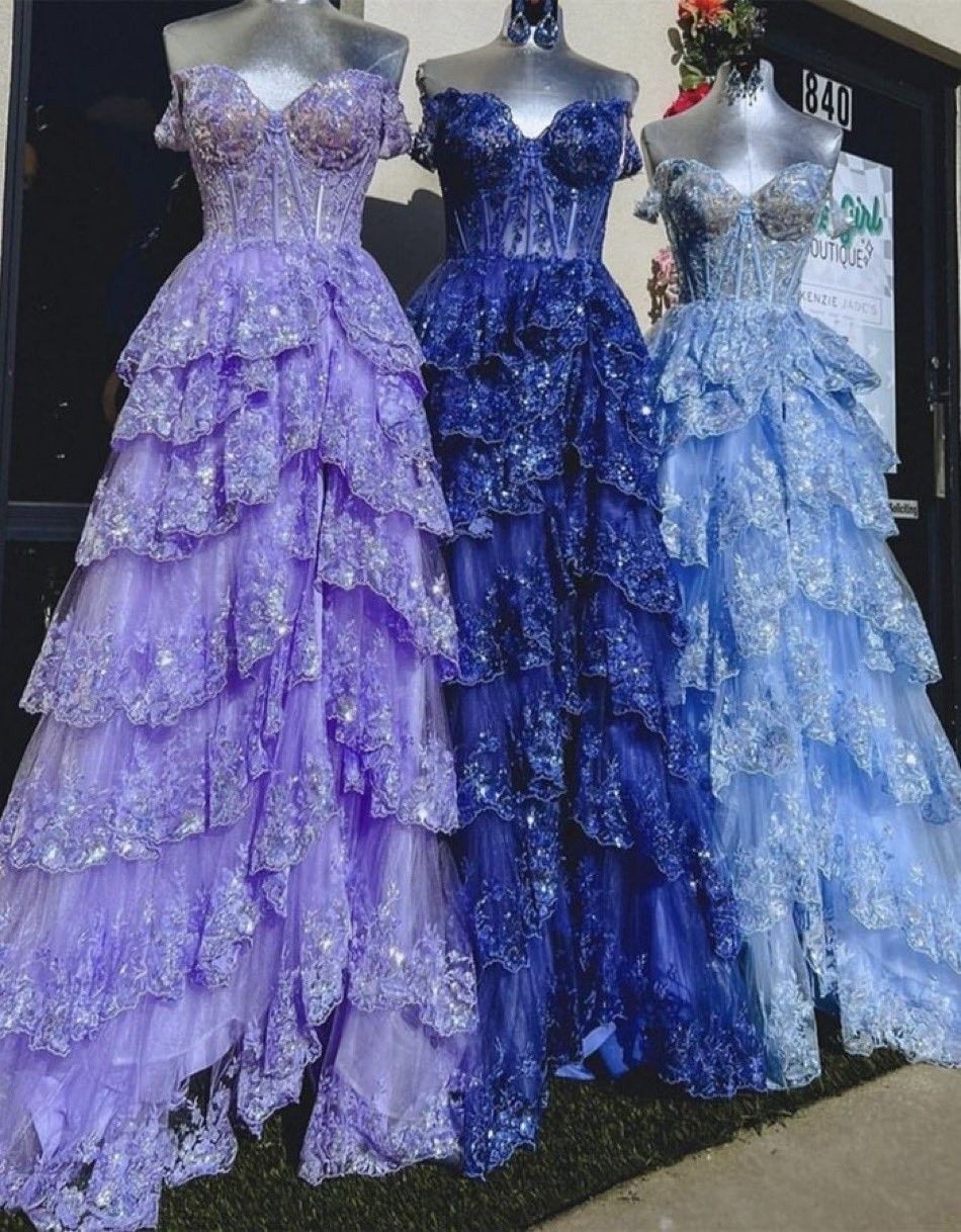 Classy Ball Gown Sweetheart Light Grape Lace Tulle Prom Dresses Party Dress 20th Birthday Outfits Graduation Dress RB877